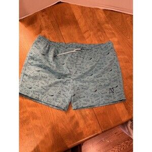 ANDROGYNOUS FOX Men’s Size 2XL Drawstring Turquoise  Sharks Prints Shorts